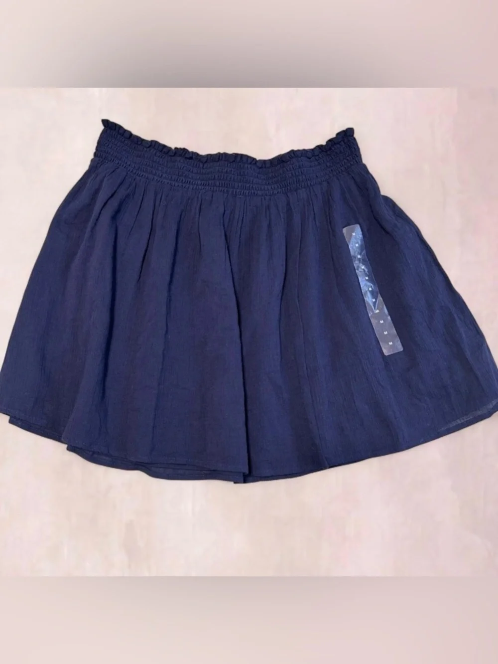 NWT GAP Navy Blue Smocked Waist Flowy Mini Skirt - Picture 1 of 5
